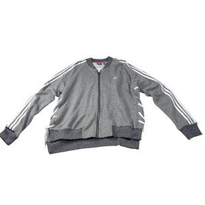 Women's Adidas Gray Track Jacket w/ White Side Lacing - Size XL